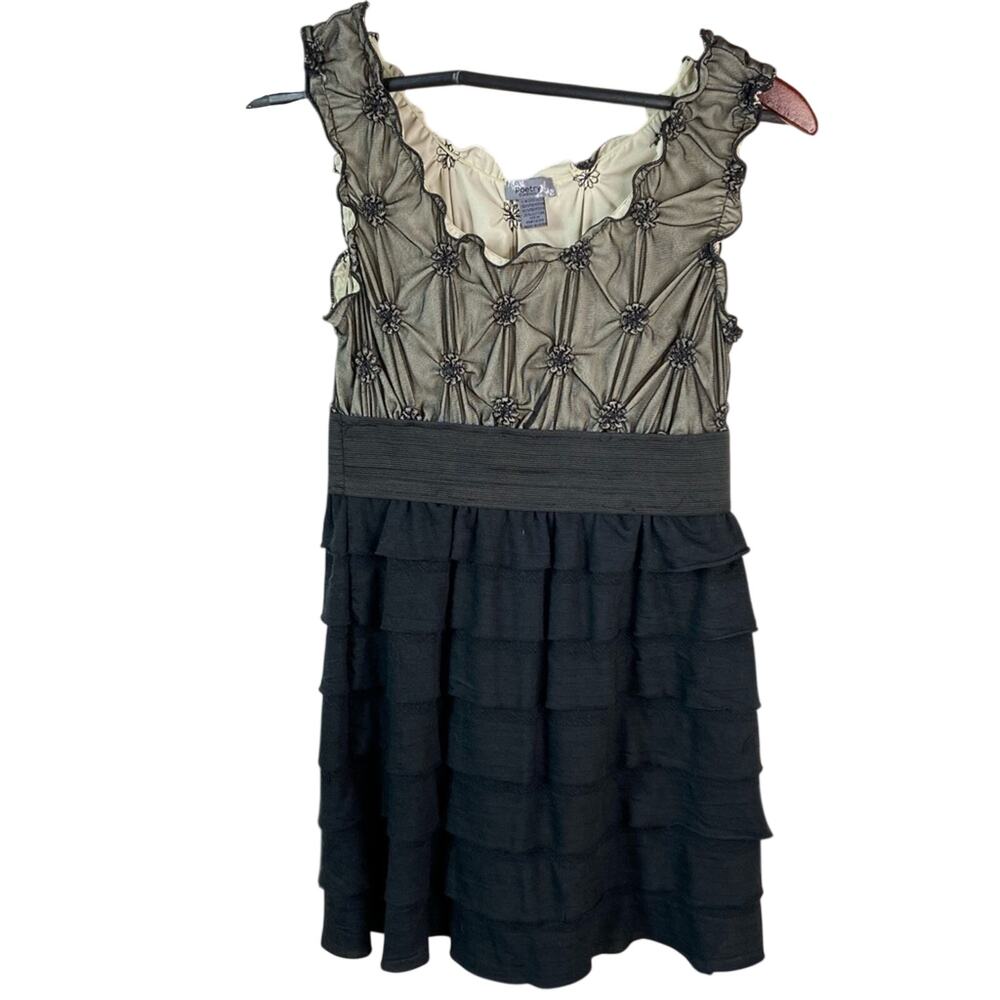 Y2K Poetry Clothing Black & Nude Ruffled Mini Dress Women's Size Medium
